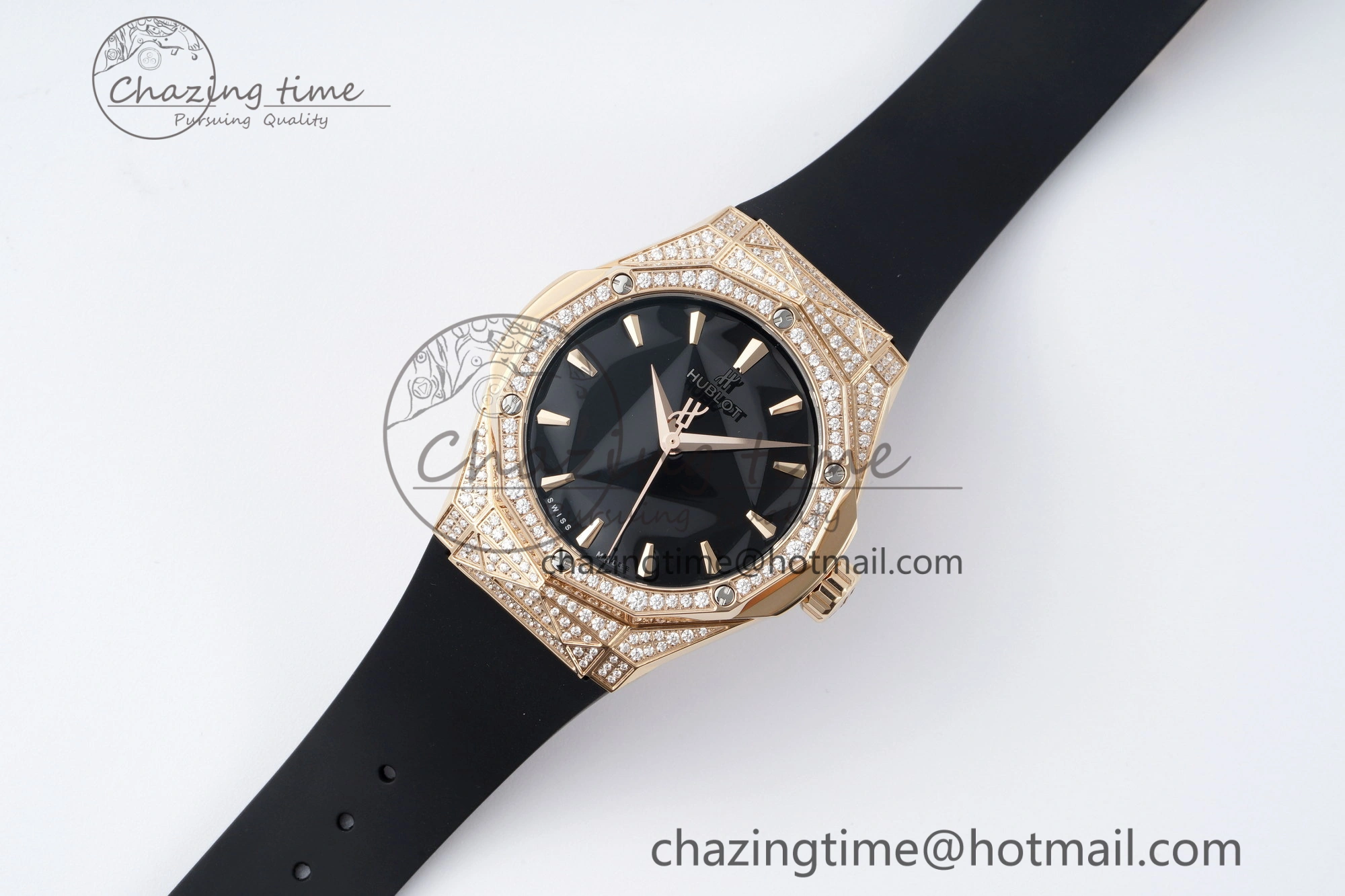 Fusion Orlinski RG APSF 1:1 Best Edtion Black Faceted Dial Diamonds Bezel on Black Rubber Strap A SoftTouch 6748