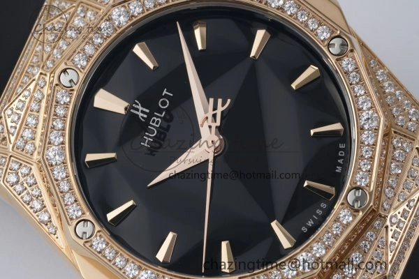 Fusion Orlinski RG APSF 1:1 Best Edtion Black Faceted Dial Diamonds Bezel on Black Rubber Strap A SoftTouch 6748