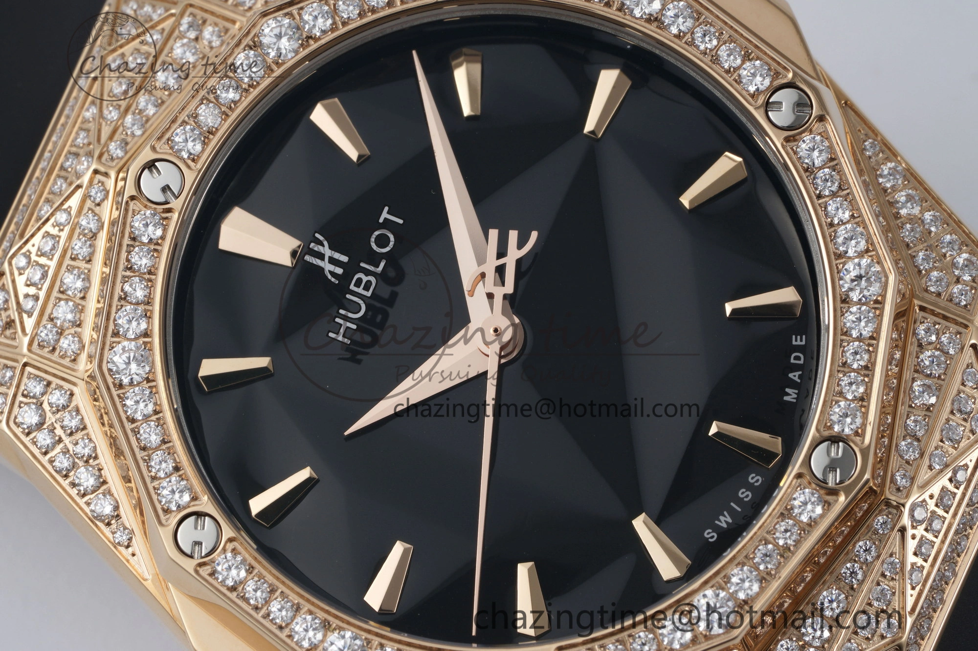Fusion Orlinski RG APSF 1:1 Best Edtion Black Faceted Dial Diamonds Bezel on Black Rubber Strap A SoftTouch 6748