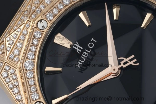 Fusion Orlinski RG APSF 1:1 Best Edtion Black Faceted Dial Diamonds Bezel on Black Rubber Strap A SoftTouch 6748
