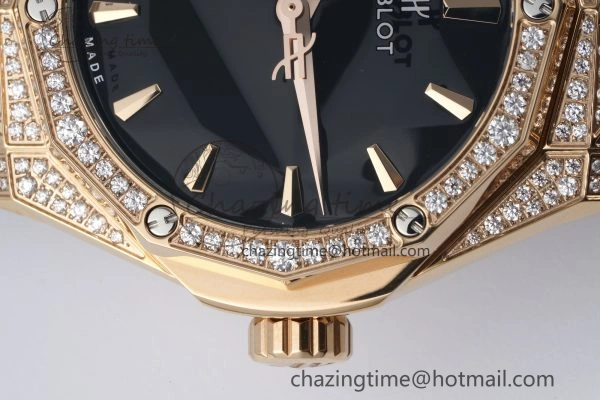 Fusion Orlinski RG APSF 1:1 Best Edtion Black Faceted Dial Diamonds Bezel on Black Rubber Strap A SoftTouch 6748