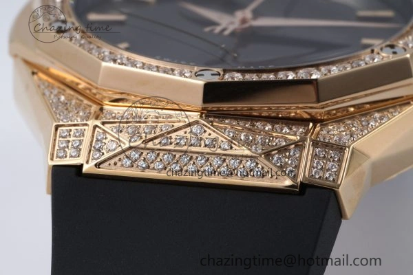 Fusion Orlinski RG APSF 1:1 Best Edtion Black Faceted Dial Diamonds Bezel on Black Rubber Strap A SoftTouch 6748