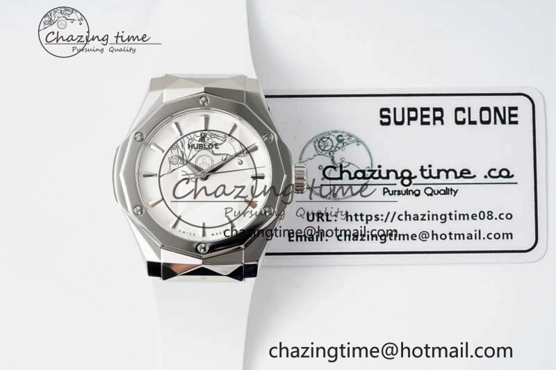 Effortless Fusion Orlinski SS APSF 1:1 Best Edtion White Faceted Dial on White Rubber Strap A 6759