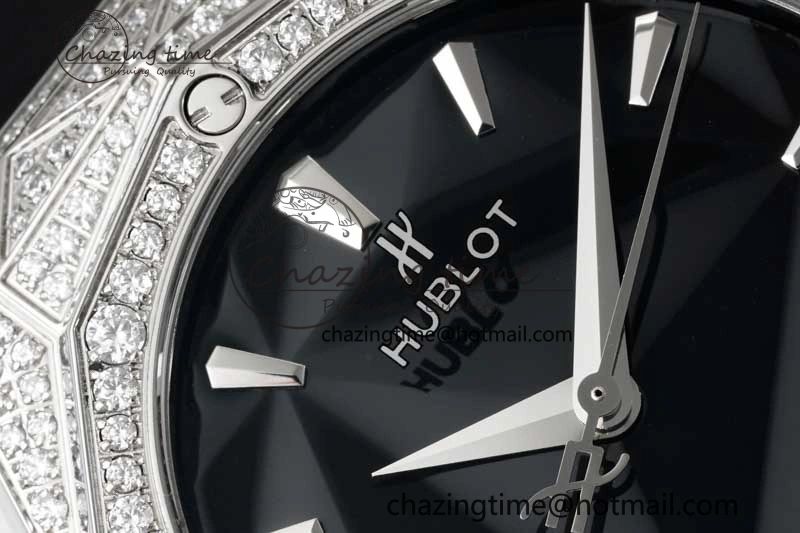 Sleek Fusion Orlinski SS Full Diamonds APSF 1:1 Best Edtion Black Faceted Dial on Black Rubber Strap A 6761