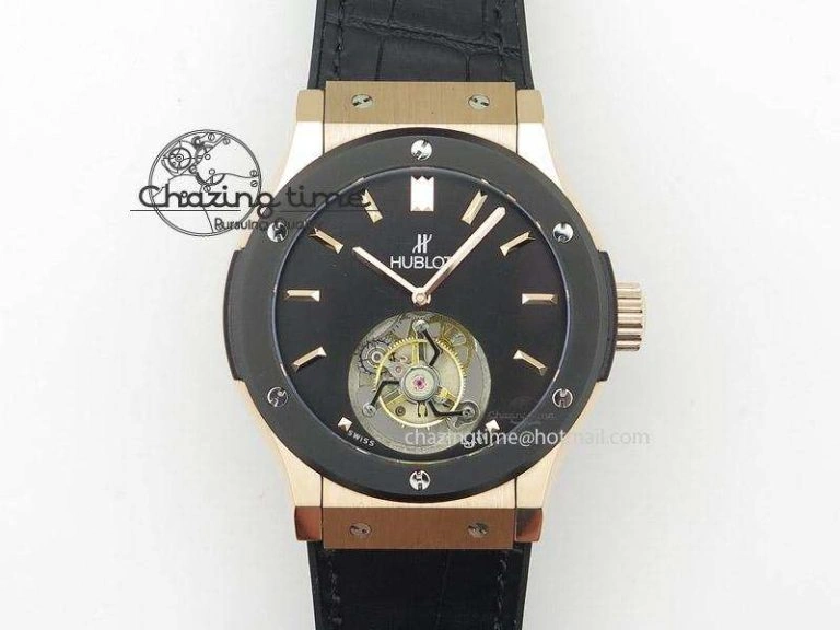 Fusion RG Black Dial Flying Tourbillion On Gummy Strap EasyMatch 6982