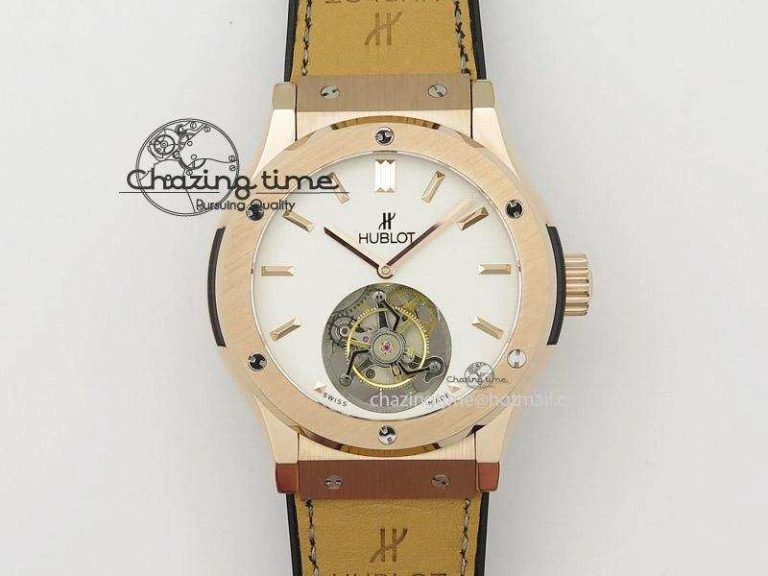 Cozy Fusion RG White Dial Flying Tourbillion On Gummy Strap 6984