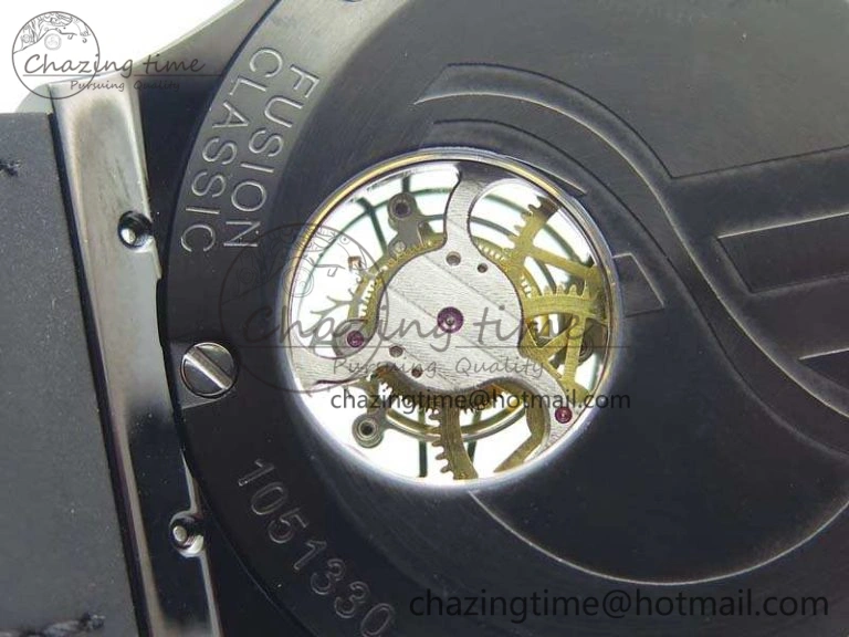 Versatile Fusion Real Tourbillon 45mm PVD TF Best Edition Black Dial On Gummy Strap 6946