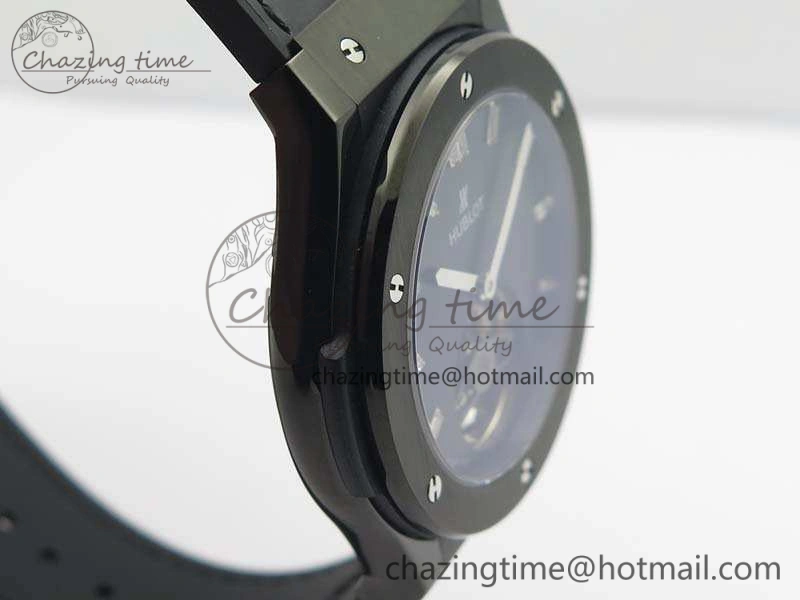 Versatile Fusion Real Tourbillon 45mm PVD TF Best Edition Black Dial On Gummy Strap 6946