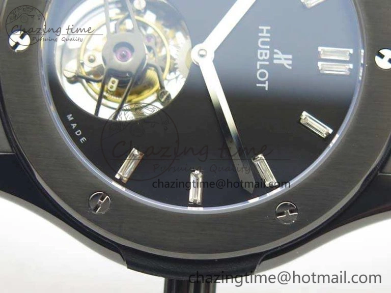 Versatile Fusion Real Tourbillon 45mm PVD TF Best Edition Black Dial On Gummy Strap 6946