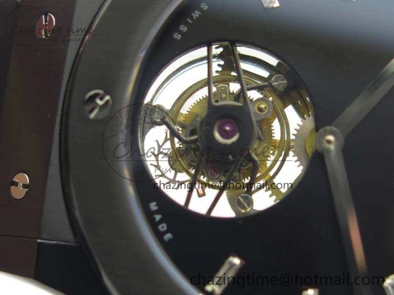 Versatile Fusion Real Tourbillon 45mm PVD TF Best Edition Black Dial On Gummy Strap 6946