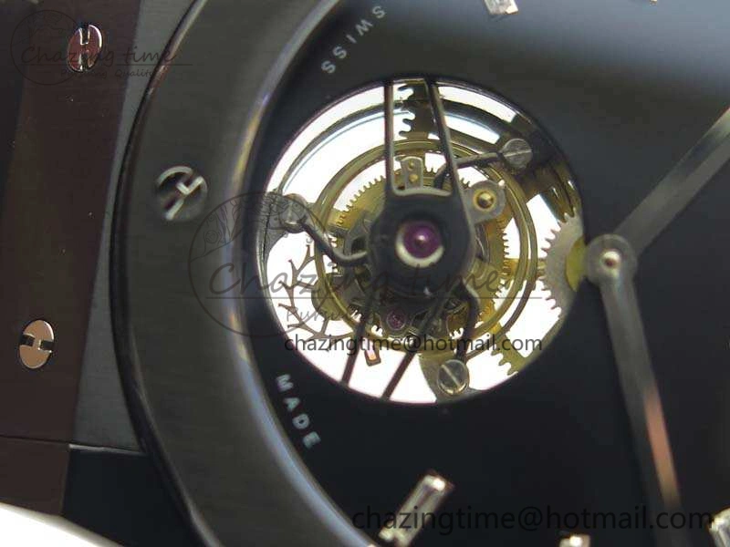 Versatile Fusion Real Tourbillon 45mm PVD TF Best Edition Black Dial On Gummy Strap 6946