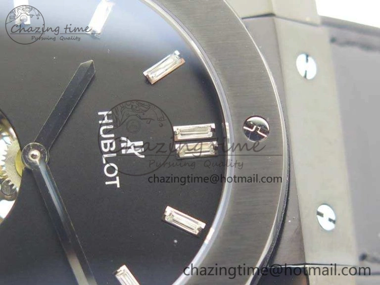 Versatile Fusion Real Tourbillon 45mm PVD TF Best Edition Black Dial On Gummy Strap 6946