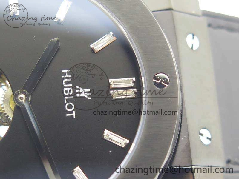 Versatile Fusion Real Tourbillon 45mm PVD TF Best Edition Black Dial On Gummy Strap 6946
