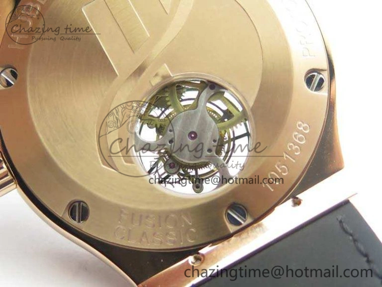 Fusion Real Tourbillon 45mm RG TF Best Edition Black Dial On Black Gummy Strap WrinkleFree 6939