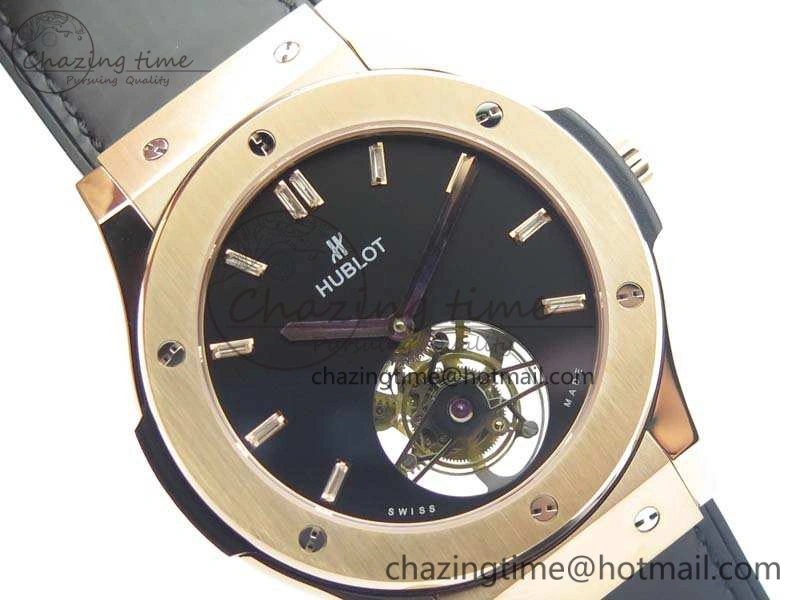 Fusion Real Tourbillon 45mm RG TF Best Edition Black Dial On Black Gummy Strap WrinkleFree 6939