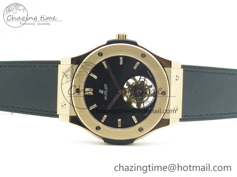 Fusion Real Tourbillon 45mm RG TF Best Edition Black Dial On Black Gummy Strap WrinkleFree 6939