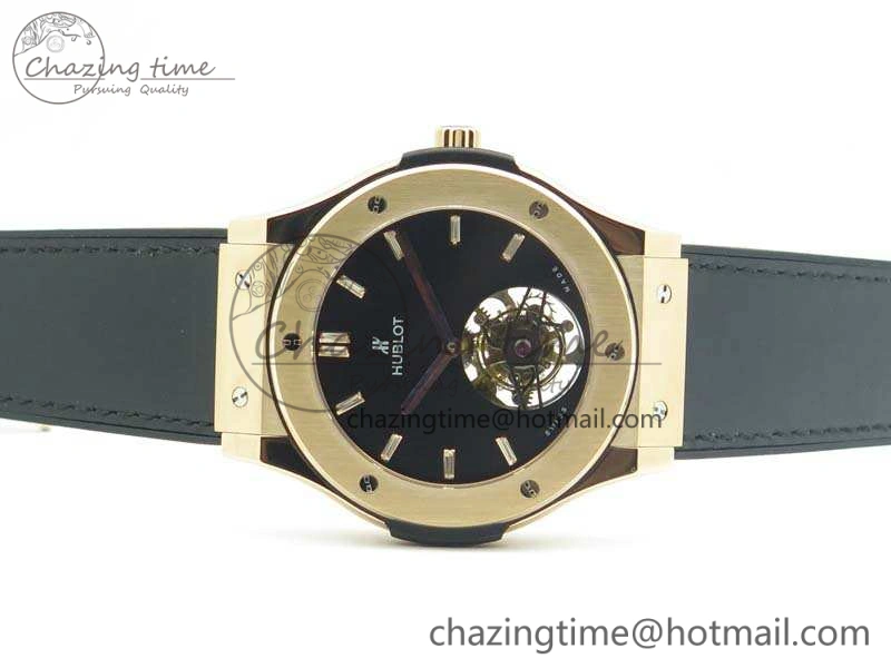 Fusion Real Tourbillon 45mm RG TF Best Edition Black Dial On Black Gummy Strap WrinkleFree 6939