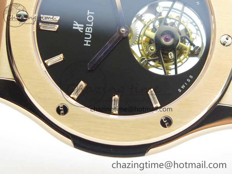 Fusion Real Tourbillon 45mm RG TF Best Edition Black Dial On Black Gummy Strap WrinkleFree 6939