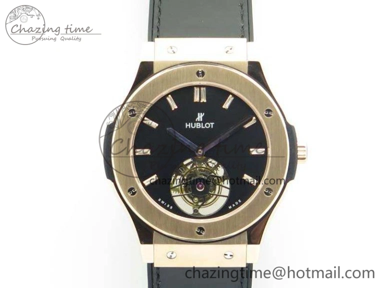 Fusion Real Tourbillon 45mm RG TF Best Edition Black Dial On Black Gummy Strap WrinkleFree 6939