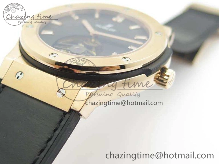 Fusion Real Tourbillon 45mm RG TF Best Edition Black Dial On Black Gummy Strap WrinkleFree 6939