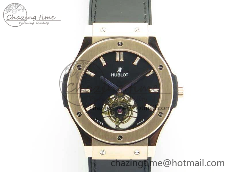 Fusion Real Tourbillon 45mm RG TF Best Edition Black Dial On Black Gummy Strap WrinkleFree 6939