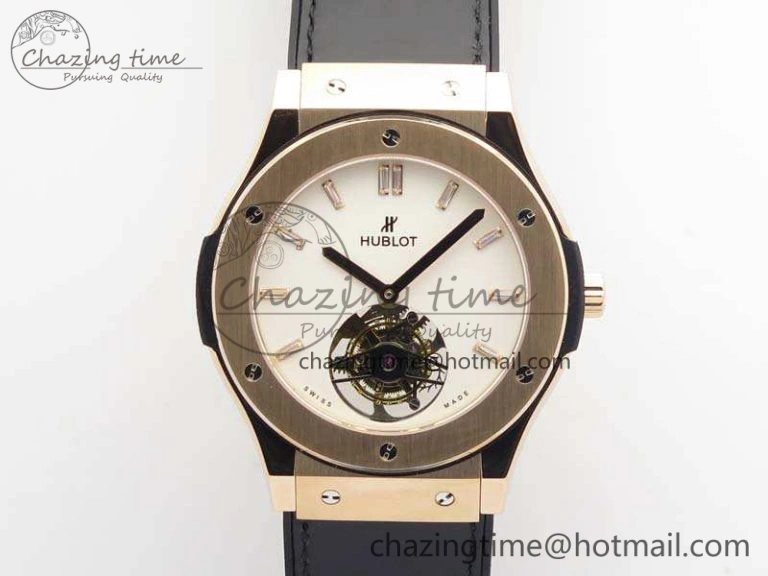Fusion Real Tourbillon 45mm RG TF Best Edition White Dial On Black Gummy Strap Neat 6940