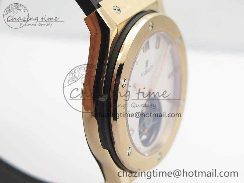 Fusion Real Tourbillon 45mm RG TF Best Edition White Dial On Black Gummy Strap Neat 6940