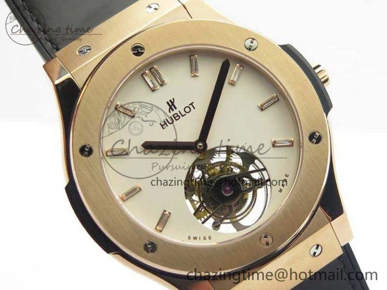 Fusion Real Tourbillon 45mm RG TF Best Edition White Dial On Black Gummy Strap Neat 6940