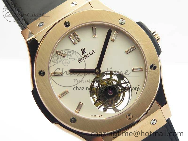 Fusion Real Tourbillon 45mm RG TF Best Edition White Dial On Black Gummy Strap Neat 6940