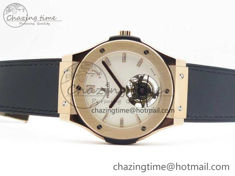 Fusion Real Tourbillon 45mm RG TF Best Edition White Dial On Black Gummy Strap Neat 6940