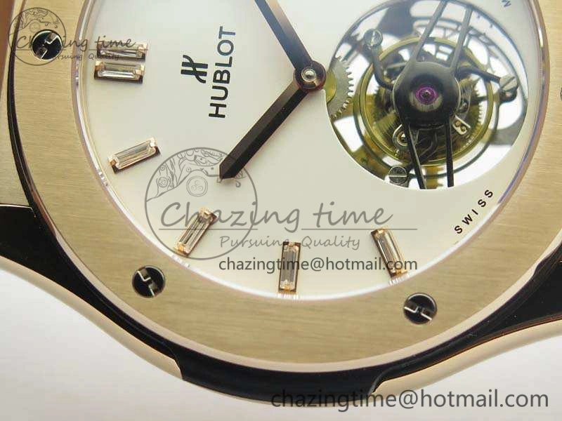 Fusion Real Tourbillon 45mm RG TF Best Edition White Dial On Black Gummy Strap Neat 6940