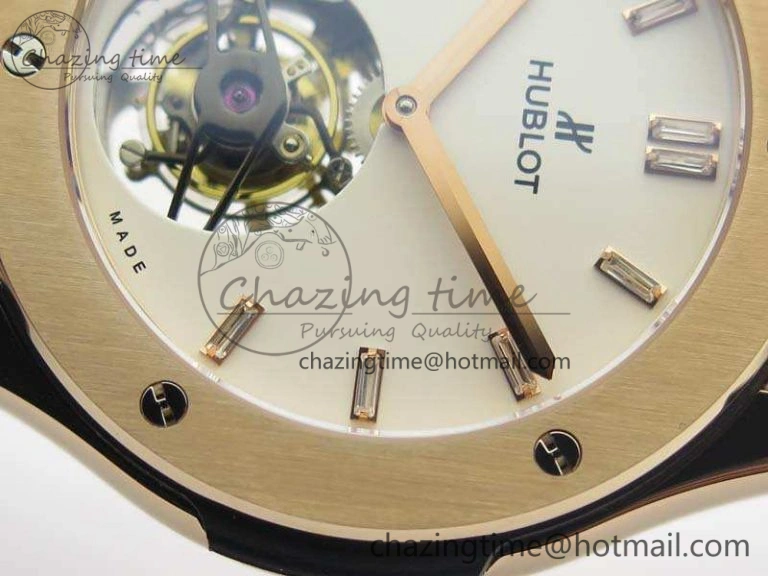 Fusion Real Tourbillon 45mm RG TF Best Edition White Dial On Black Gummy Strap Neat 6940