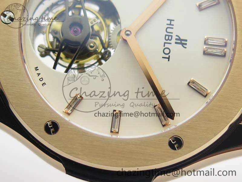 Fusion Real Tourbillon 45mm RG TF Best Edition White Dial On Black Gummy Strap Neat 6940