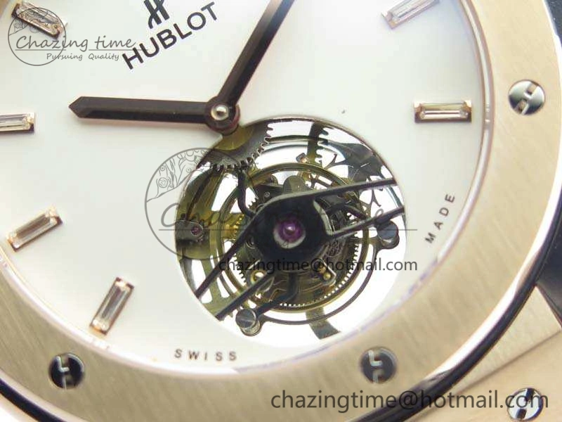 Fusion Real Tourbillon 45mm RG TF Best Edition White Dial On Black Gummy Strap Neat 6940