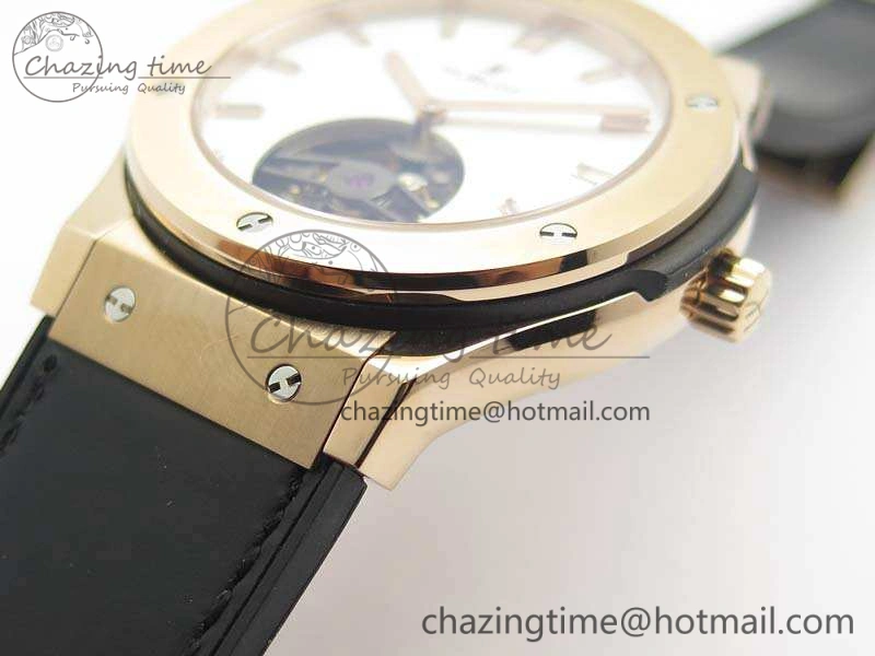 Fusion Real Tourbillon 45mm RG TF Best Edition White Dial On Black Gummy Strap Neat 6940