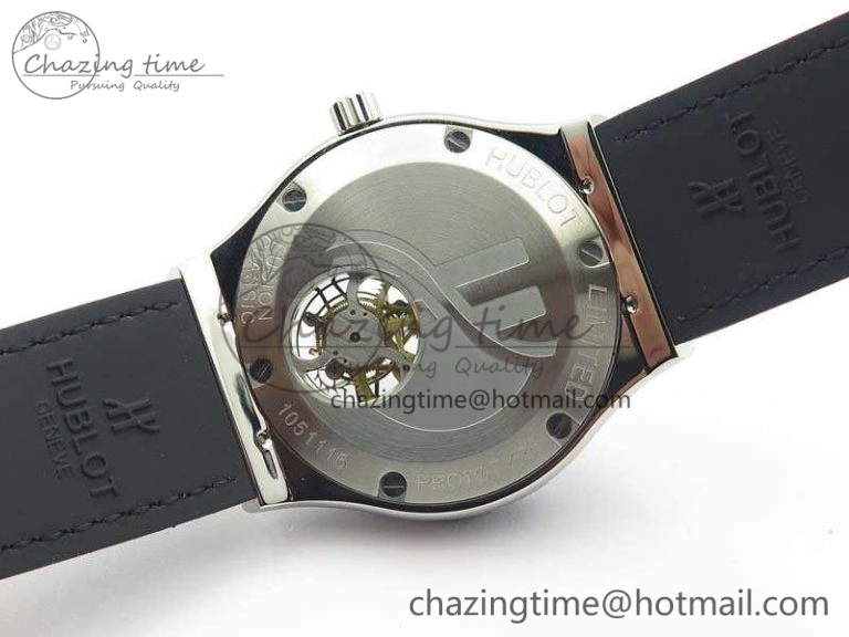 SmoothTexture Fusion Real Tourbillon 45mm SS TF Best Edition Black Dial On Gummy Strap 6947