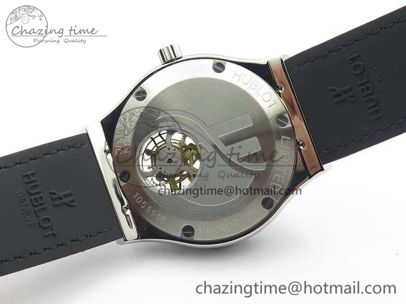SmoothTexture Fusion Real Tourbillon 45mm SS TF Best Edition Black Dial On Gummy Strap 6947