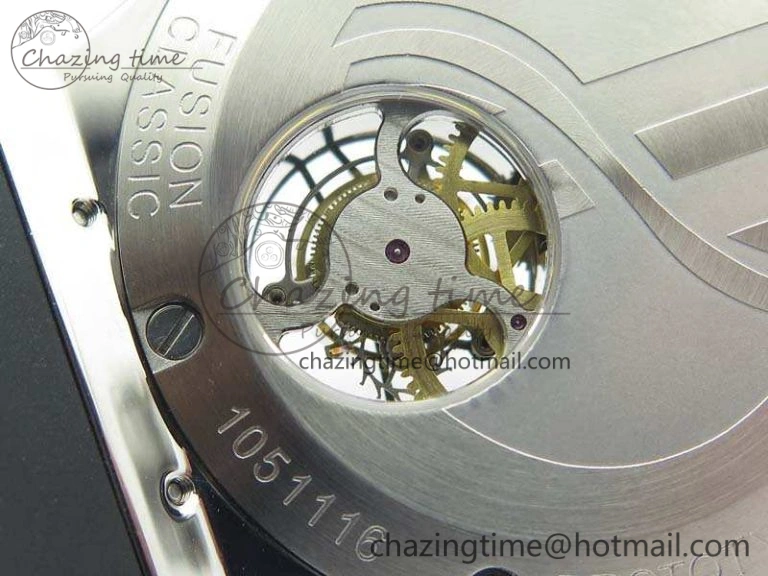 SmoothTexture Fusion Real Tourbillon 45mm SS TF Best Edition Black Dial On Gummy Strap 6947