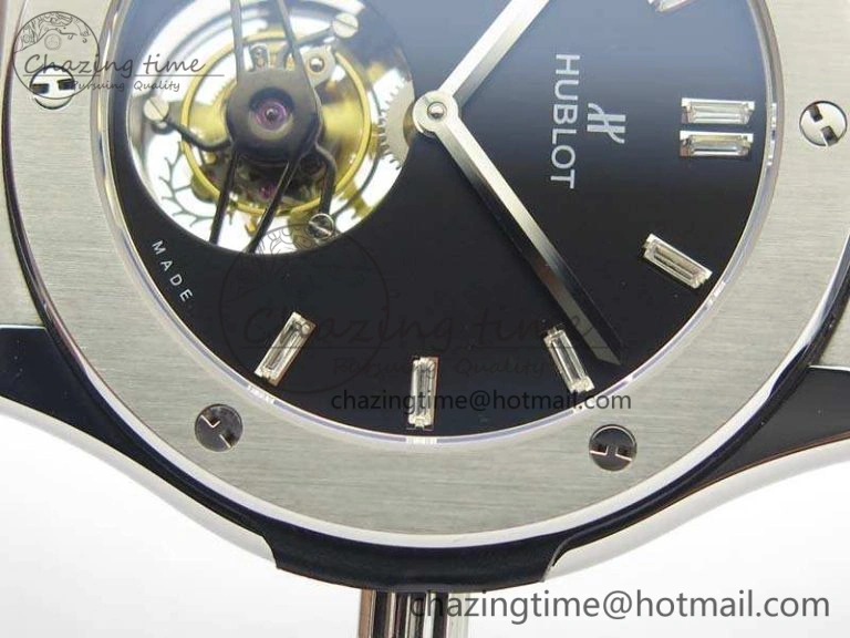 SmoothTexture Fusion Real Tourbillon 45mm SS TF Best Edition Black Dial On Gummy Strap 6947