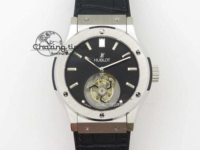 GoAnywhere Fusion SS Black Dial Flying Tourbillion On Gummy Strap 6986