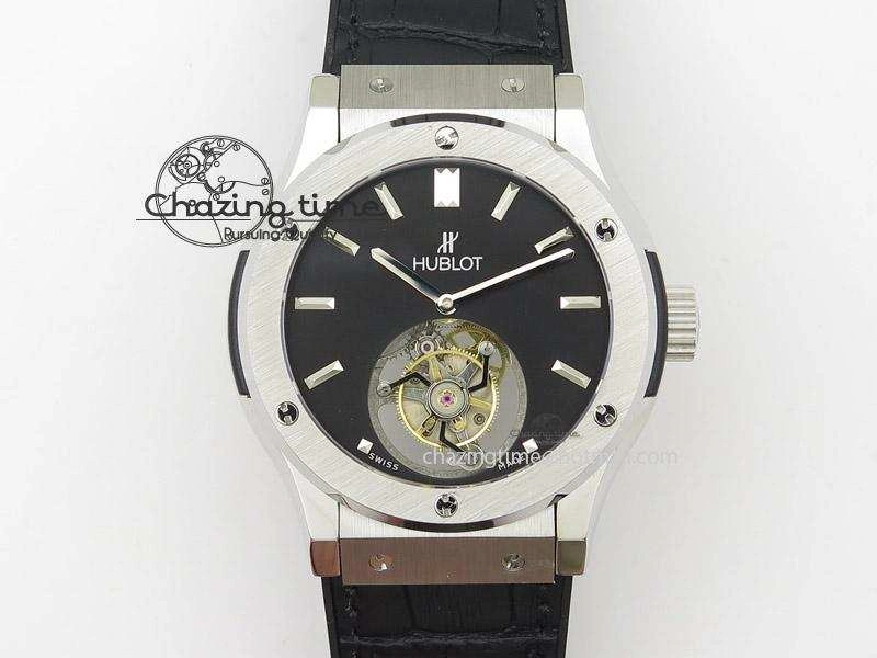 GoAnywhere Fusion SS Black Dial Flying Tourbillion On Gummy Strap 6986