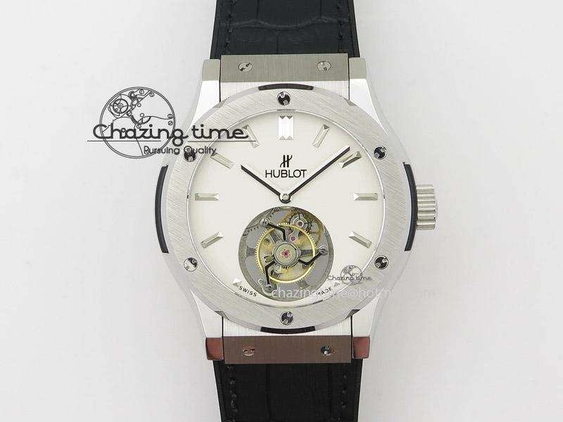 Fusion SS White Dial Flying Tourbillion On Gummy Strap TechFriendly 6983
