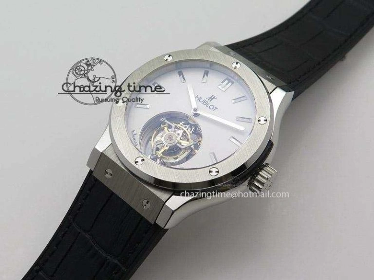 Fusion SS White Dial Flying Tourbillion On Gummy Strap TechFriendly 6983