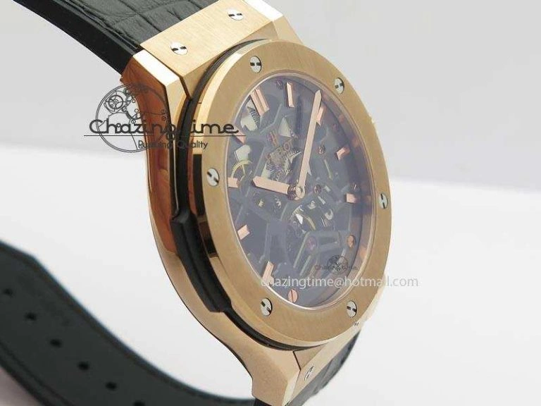 EasyMatch Fusion Tourbillon 45mm RG TF Best Edition Skeleton Dial On Black Gummy Strap A23J 6969