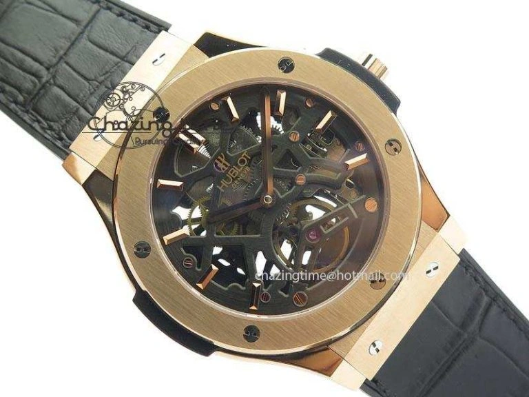 EasyMatch Fusion Tourbillon 45mm RG TF Best Edition Skeleton Dial On Black Gummy Strap A23J 6969