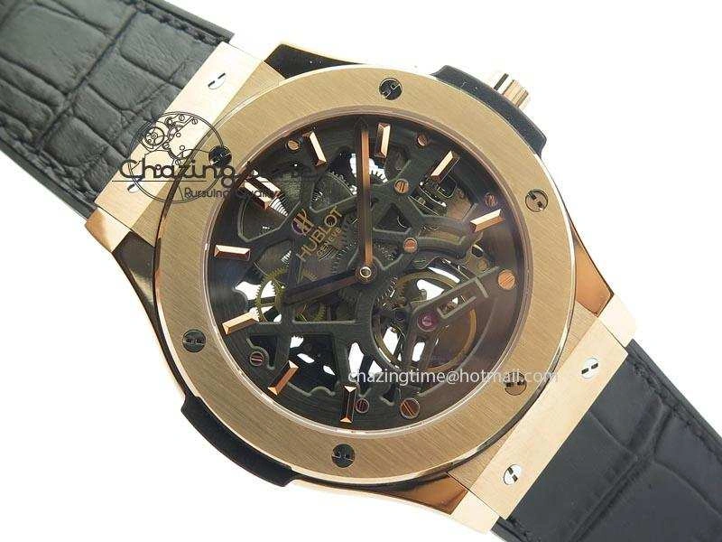 EasyMatch Fusion Tourbillon 45mm RG TF Best Edition Skeleton Dial On Black Gummy Strap A23J 6969