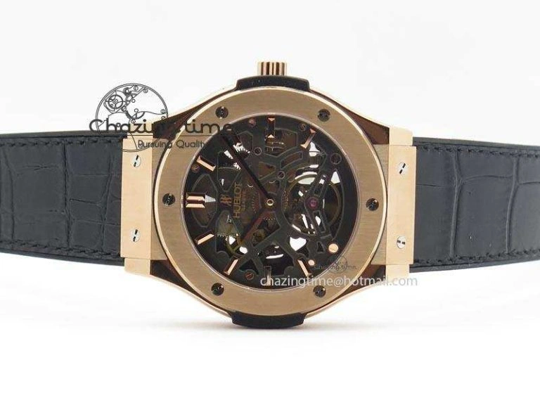 EasyMatch Fusion Tourbillon 45mm RG TF Best Edition Skeleton Dial On Black Gummy Strap A23J 6969