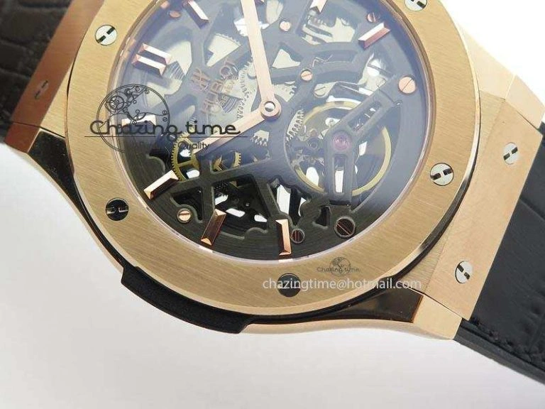 EasyMatch Fusion Tourbillon 45mm RG TF Best Edition Skeleton Dial On Black Gummy Strap A23J 6969