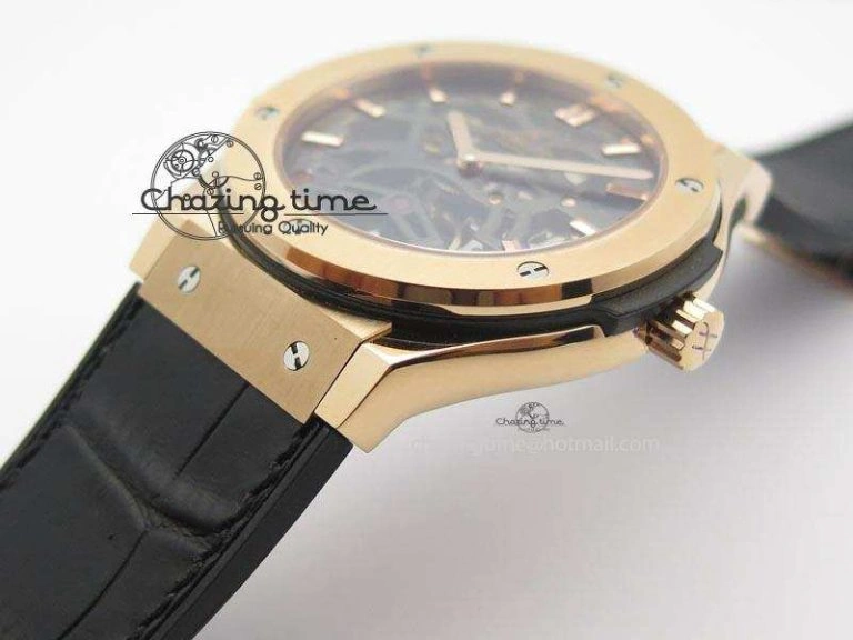 EasyMatch Fusion Tourbillon 45mm RG TF Best Edition Skeleton Dial On Black Gummy Strap A23J 6969