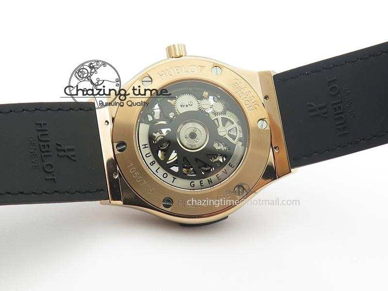 EasyMatch Fusion Tourbillon 45mm RG TF Best Edition Skeleton Dial On Black Gummy Strap A23J 6969